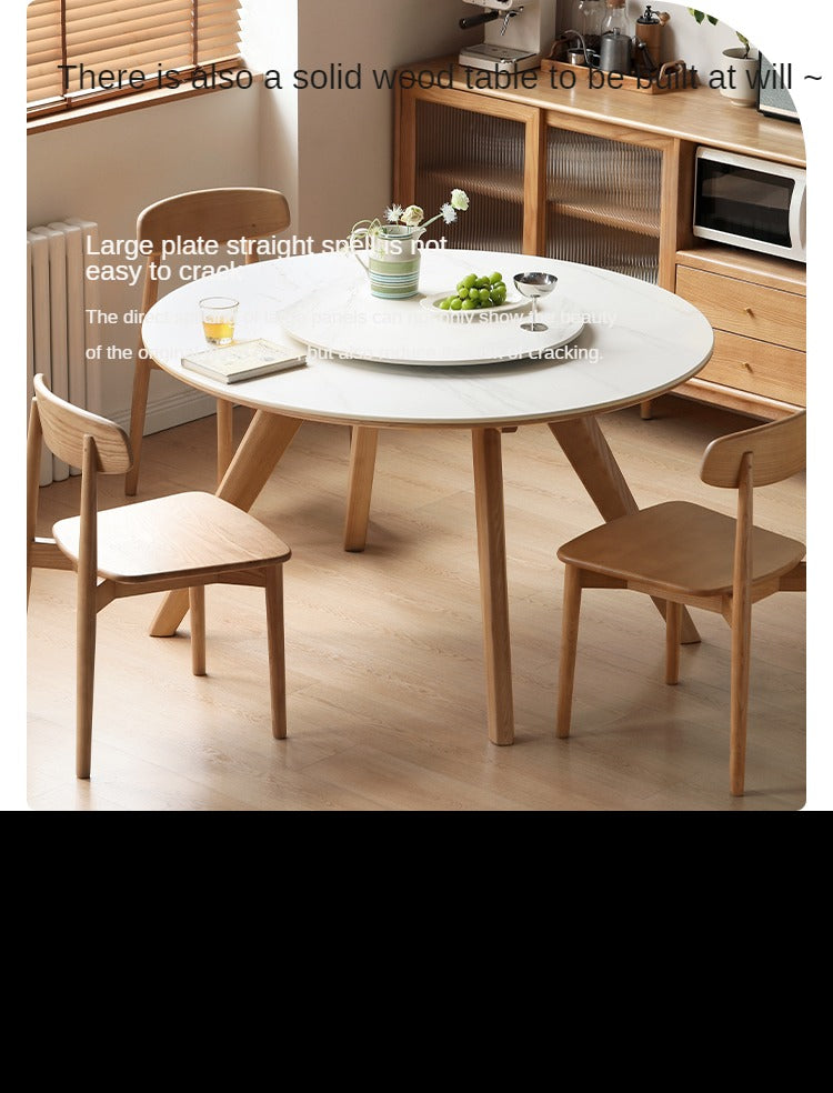 Ash solid wood turntable round dining table