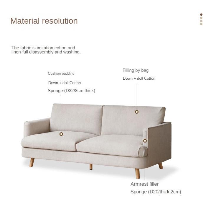 Fabric sofa modern three-seat straight sofa