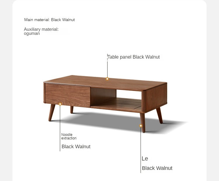 Black walnut Solid wood slate coffee table modern"