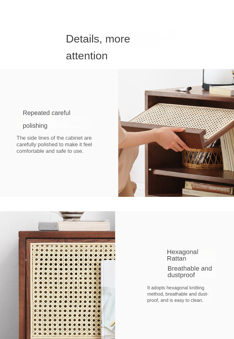 Oak Solid wood rattan magazine cabinet "
