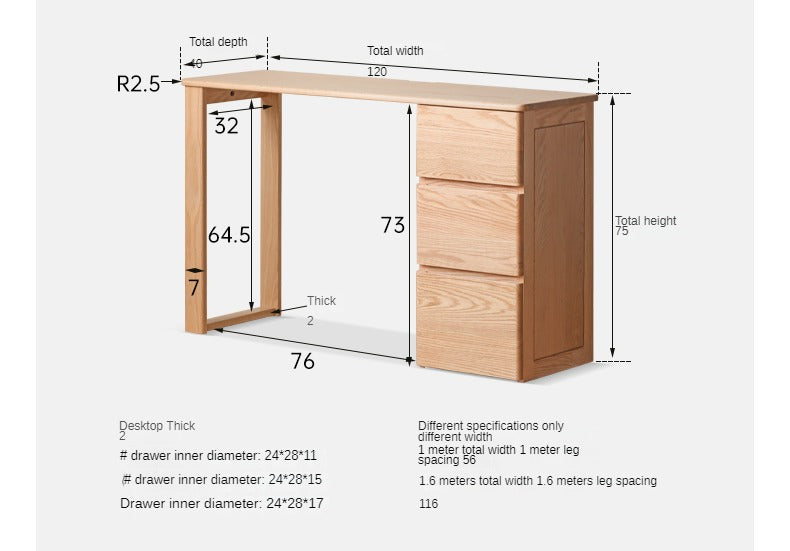 Oak Solid Wood Ultra-narrow Long Table With Cabinet