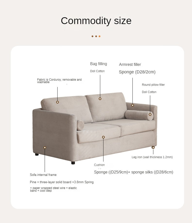 Fabric modern straight double seat sofa