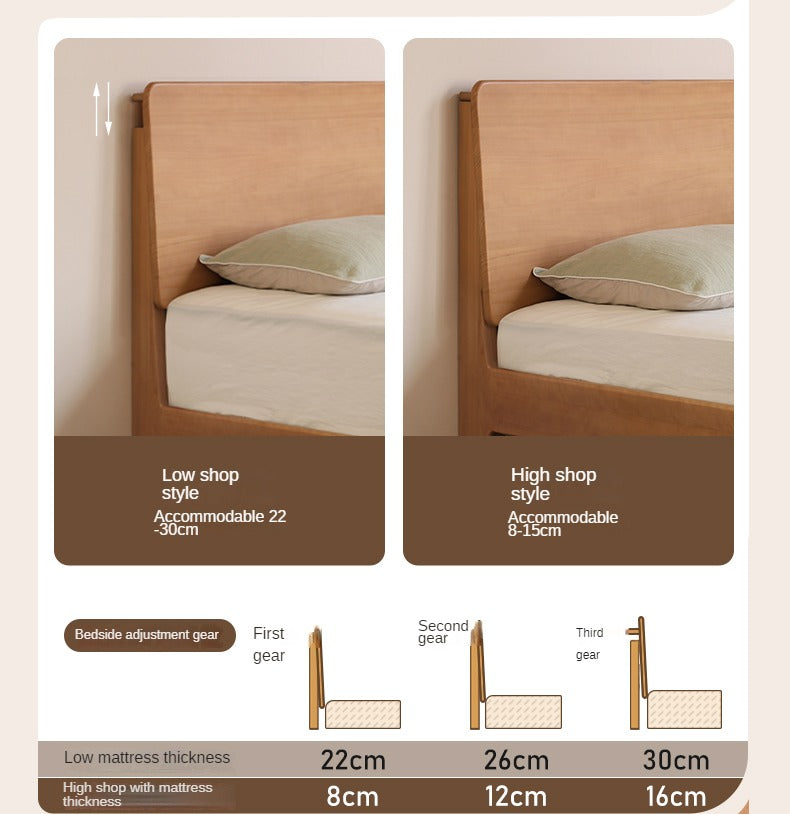 Poplar Solid Wood Modern Large headboard Bed