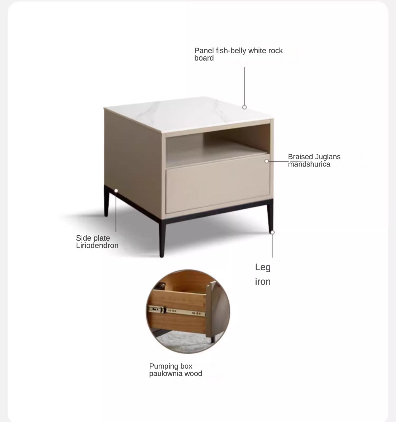 Poplar Solid wood light luxury slate square table -