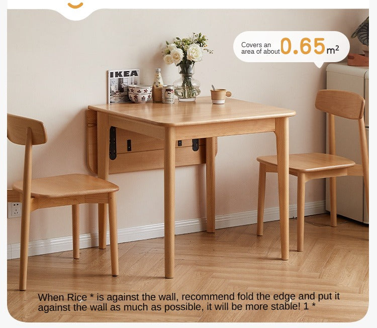 Beech solid wood folding small size dining table