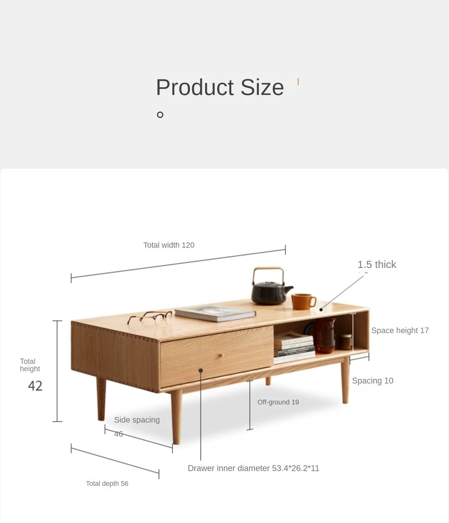 Oak solid wood rattan coffee table modern simple "