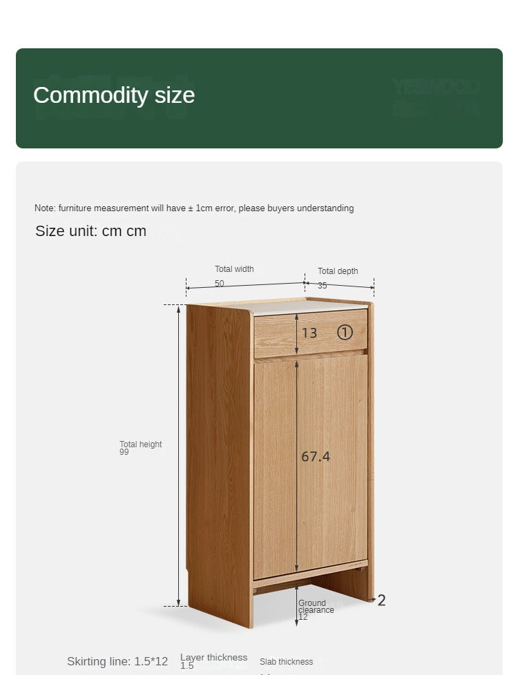 Oak solid wood rock slab storage shoe cabinet integrated