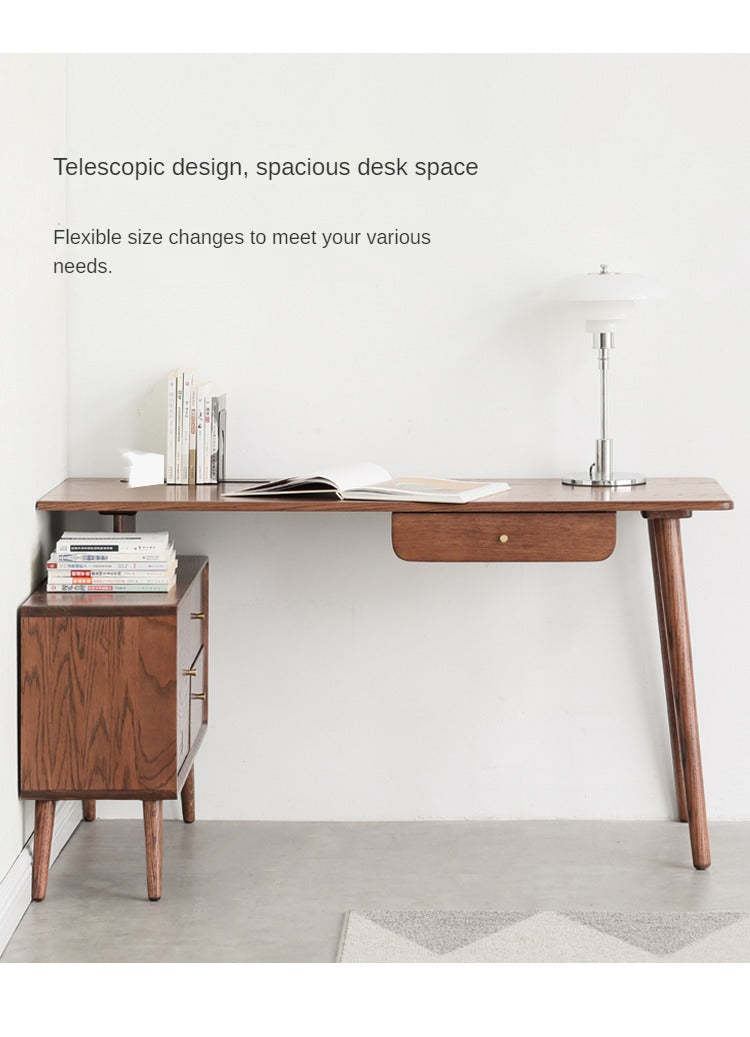 Oak Solid Wood Corner Modern Telescopic Desk "