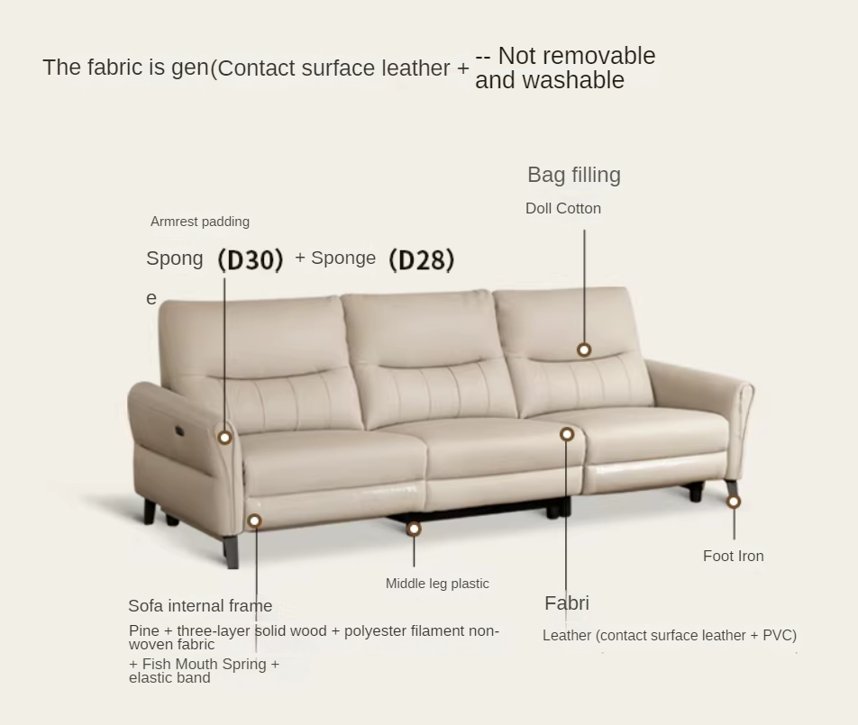 Leather Sofa Reclining Adjustable Electric Sofa