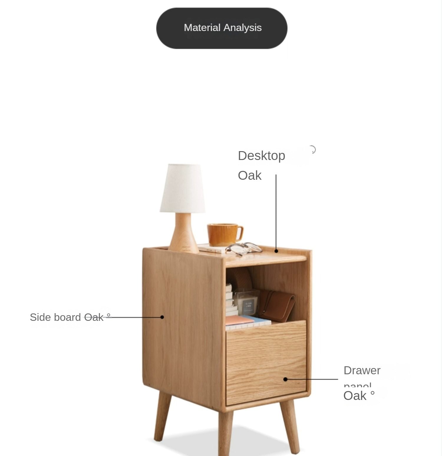 Nightstand with light solid wood-