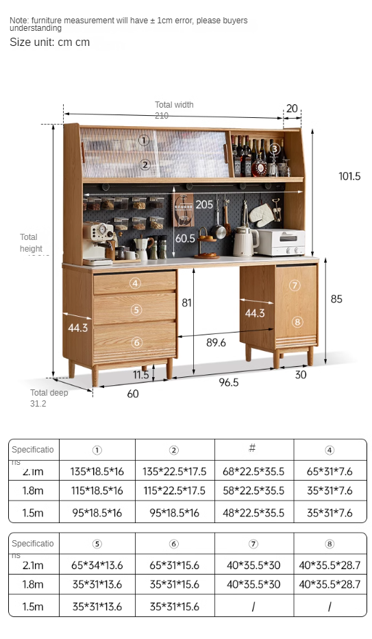 Oak, Ash Solid Wood Modern Rock Board Sideboard