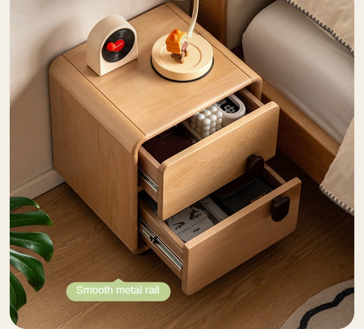 Beech Solid Wood Storage Nightstand