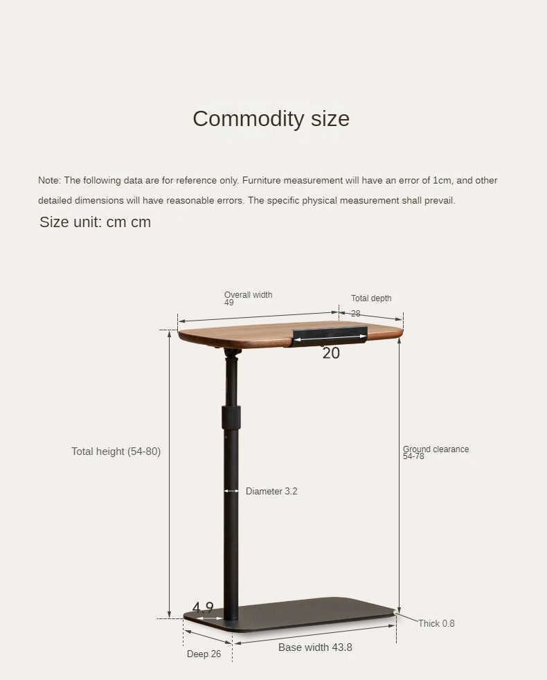 Black walnut solid wood liftable rotating side table