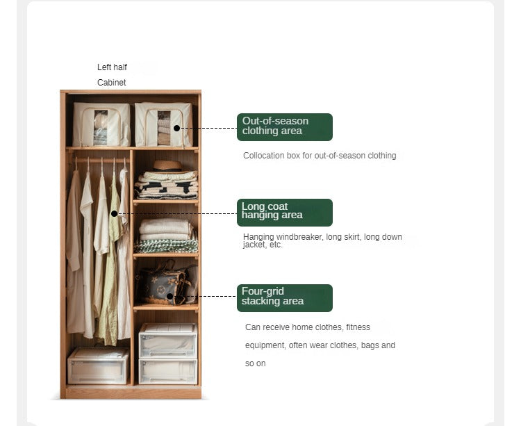 Oak Solid Wood Sliding Door Wardrobe