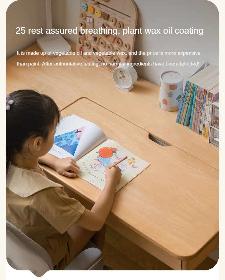 Beech solid wood children's study adaptive desktop, lifting table-