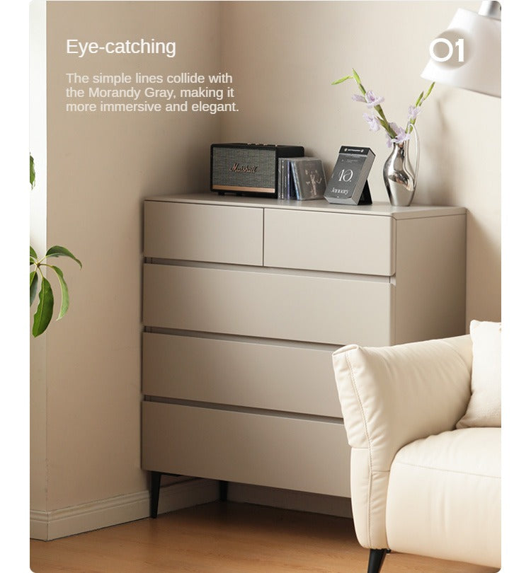 Poplar Solid Wood Chest of Drawers Light Luxury warm gray "