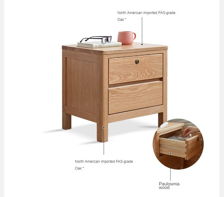 Nightstand with locker Oak solid wood-