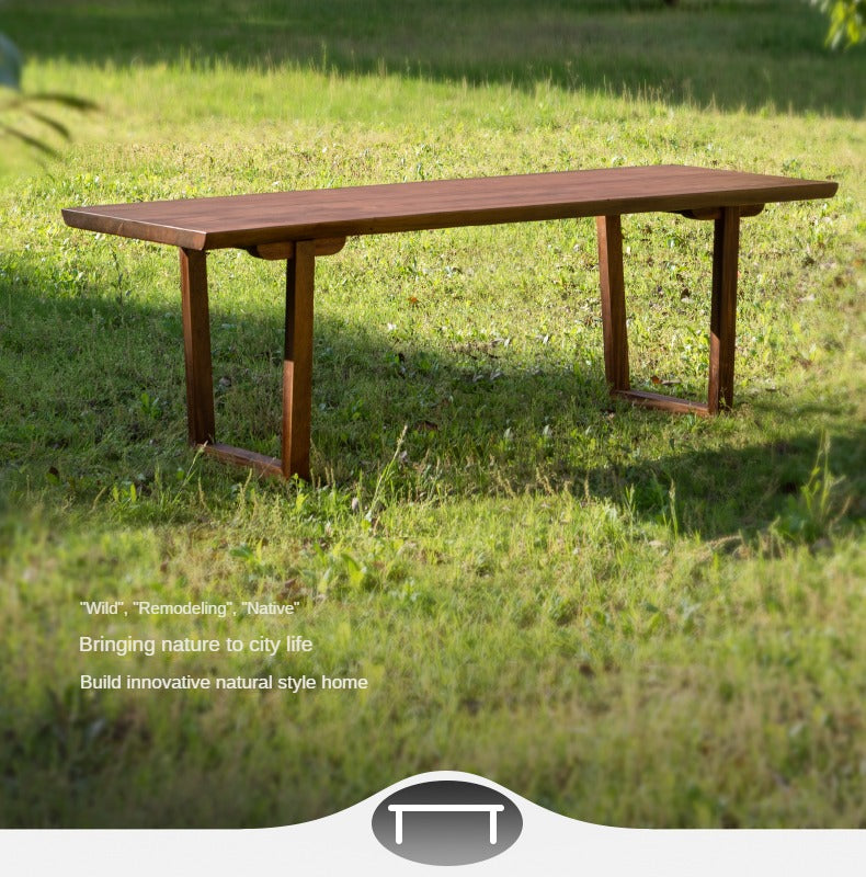 Black walnut solid wood natural edge large board dining table,