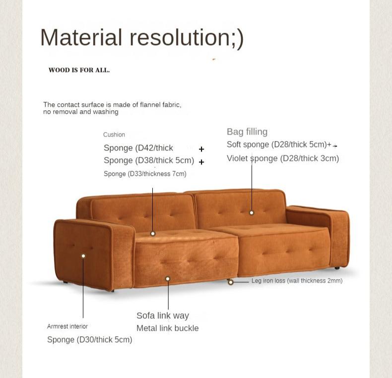 Fabric sofa modern simple tofu block sofa