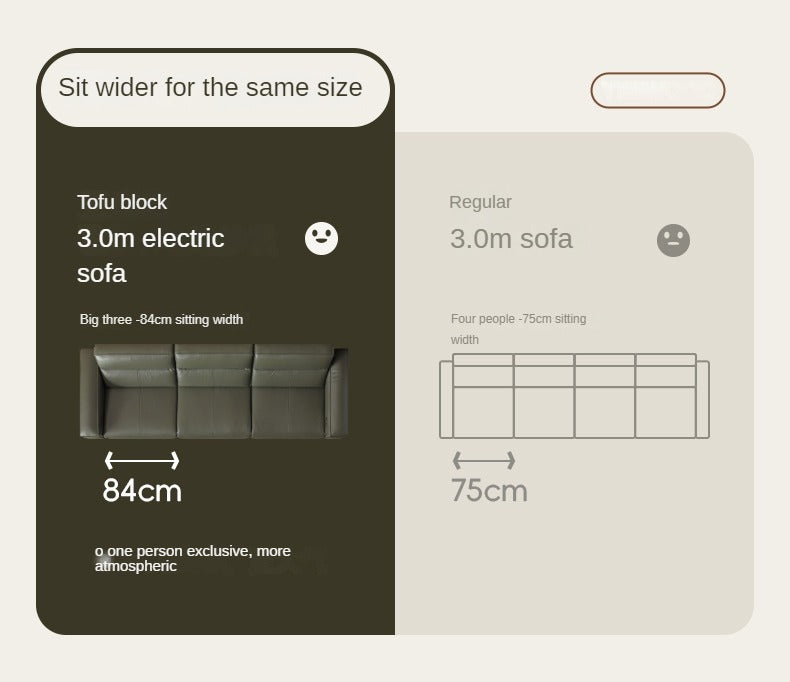 Leather electric tofu block dual-use straight sofa