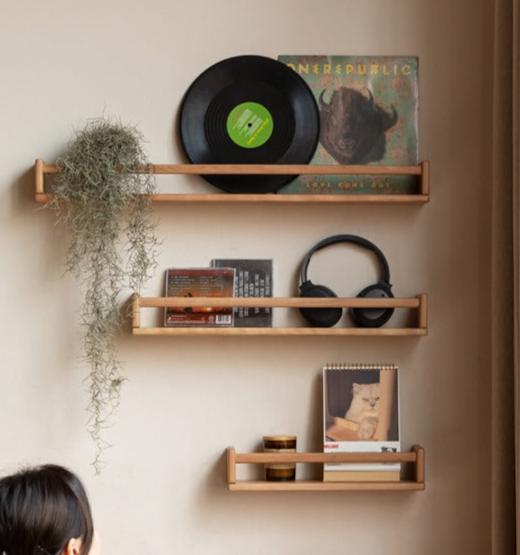 Black walnut, Cherry solid wood wall rack hanging storage bookshelf