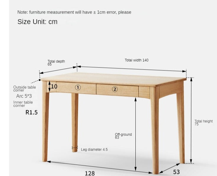 Oak solid wood desk with drawer "