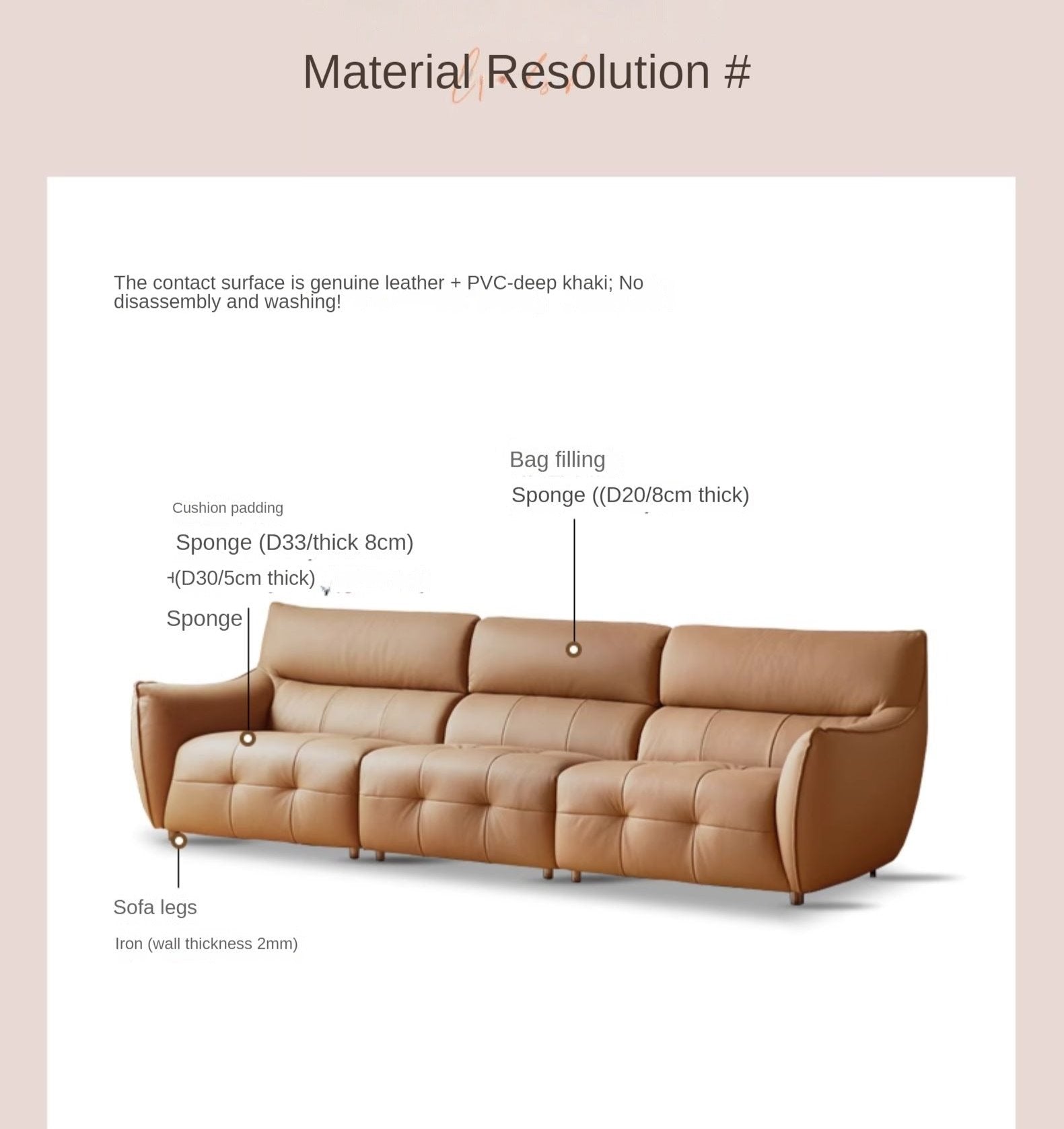 Leather module Italian high back straight sofa