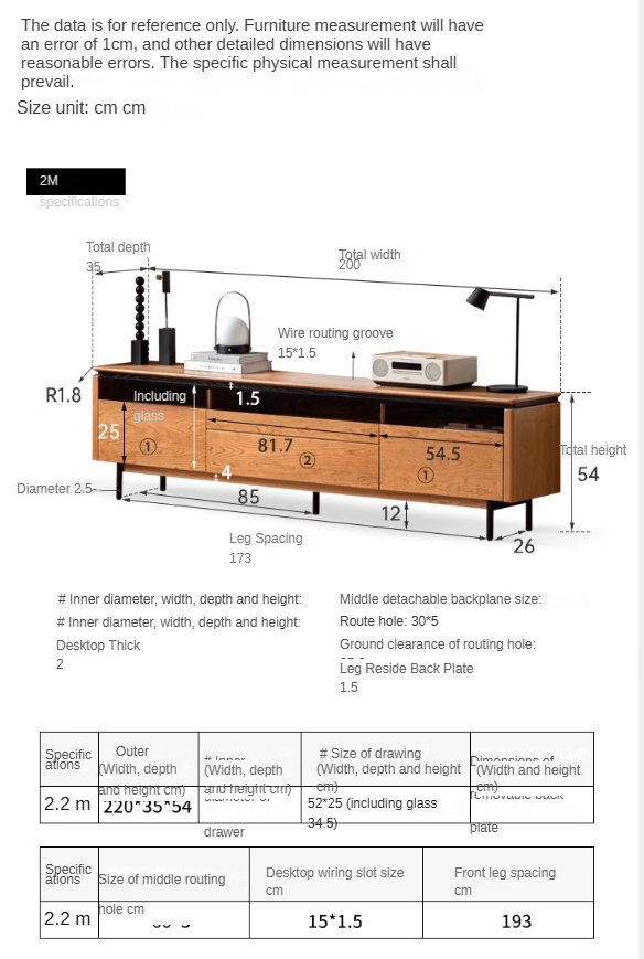 Cherry Solid Wood TV Cabinet Modern Simple