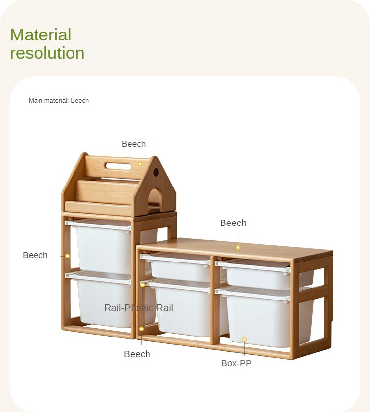 European Beech Solid Wood Children's Storage Rack