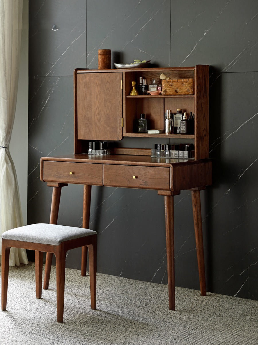 Ash Solid Wood walnut color Dressing Table