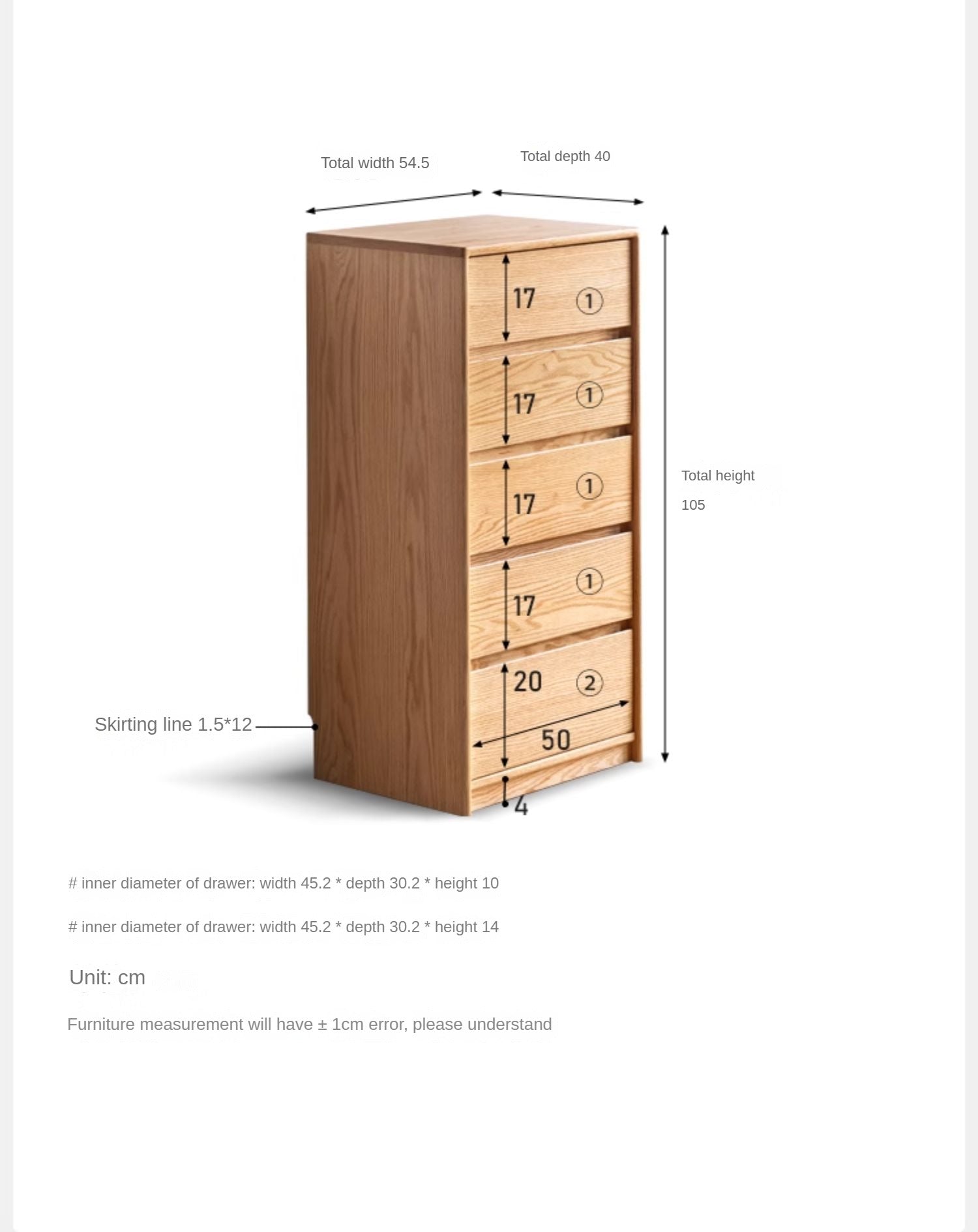 Oak Solid Wood Storage Drawer)