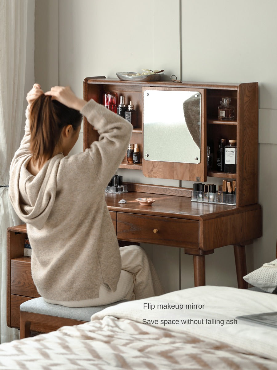 Ash Solid Wood walnut color Dressing Table