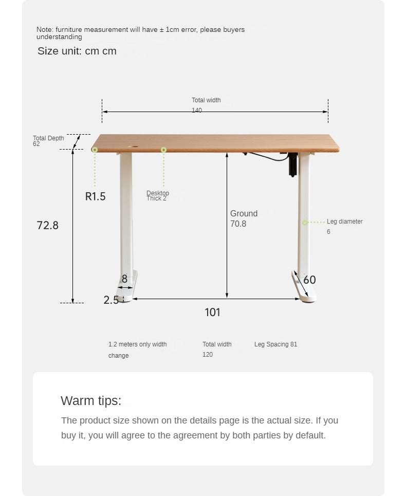 Oak Solid Wood Smart Electric Lift Standing Office Desk