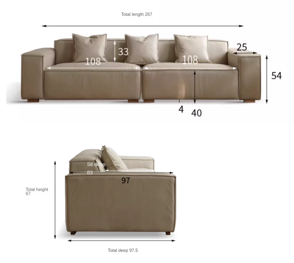 Luxury Сow Leather Sofa, Technical Fabric Sofa)