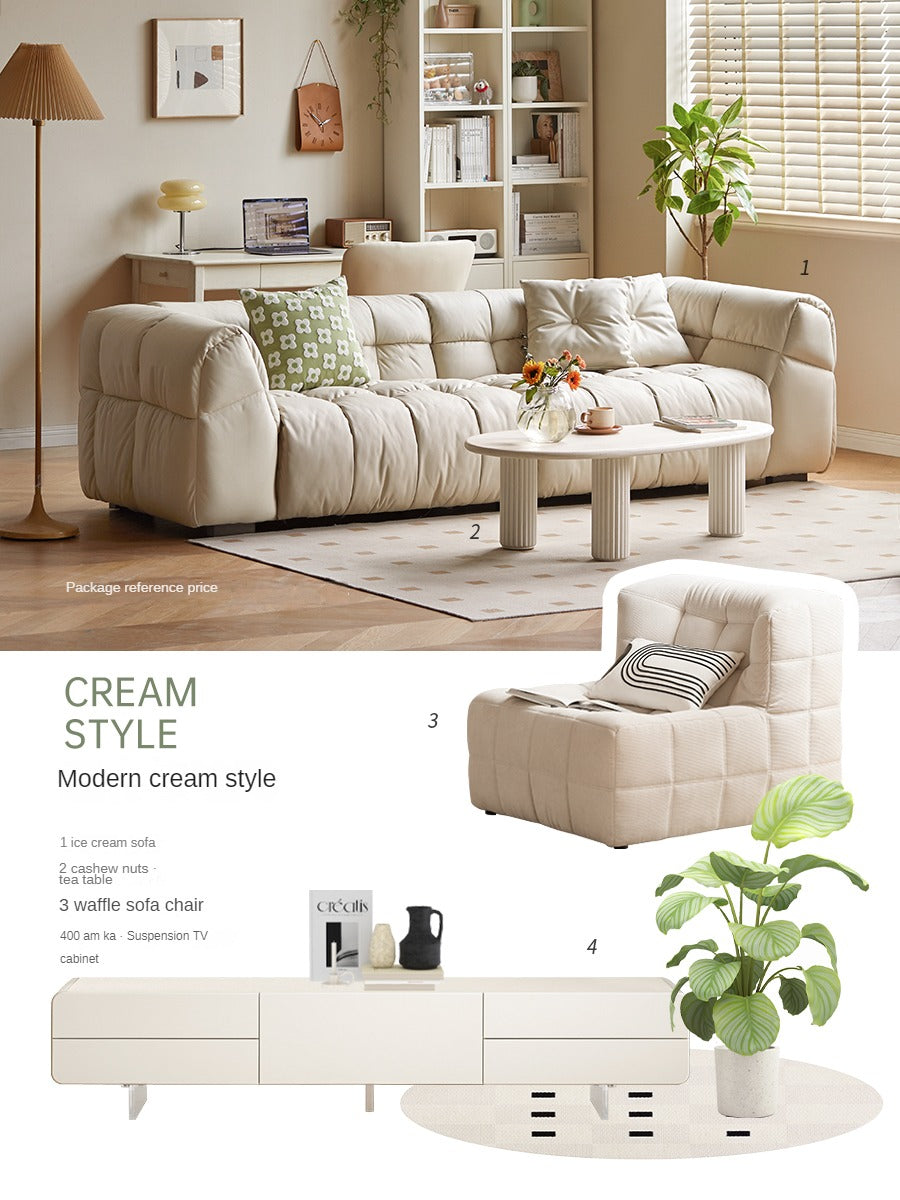 Cream Style Lazy Sofa Modern Leisure square design)