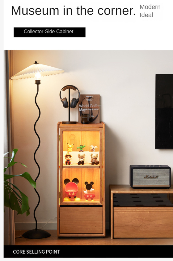 Cherry, Sandalwood, Black Walnut, Oak Solid Wood Display Side Cabinet Modern.