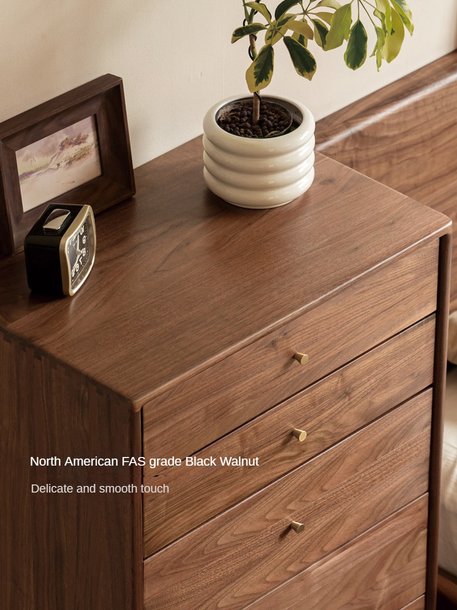 Black walnut solid wood chest of drawers)