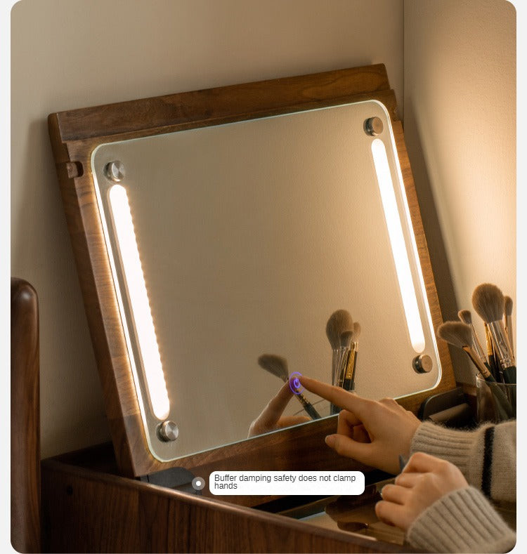 Black walnut Solid wood mirror dressing table