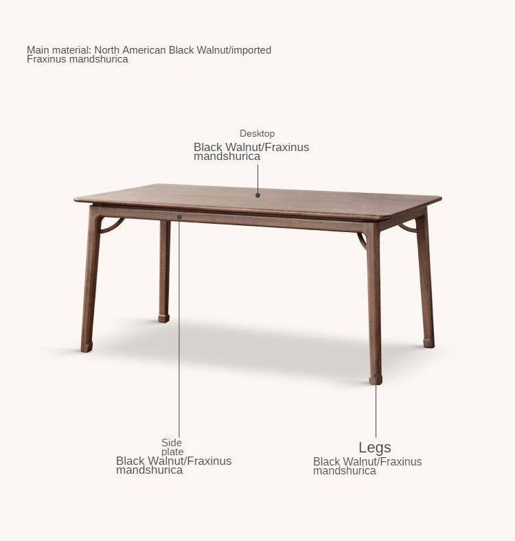 Black walnut solid wood North American dining table