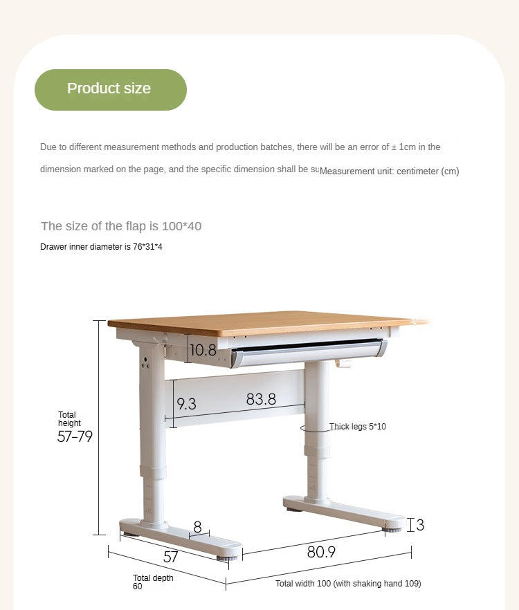 Beech Solid Wood children's Lifting Study Desk