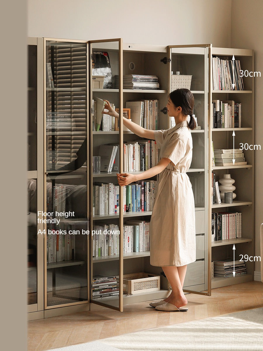 Poplar solid wood bookcase light luxury style<