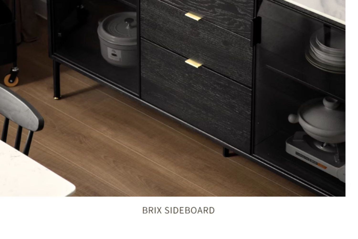 Sideboard Oak solid wood slate top"