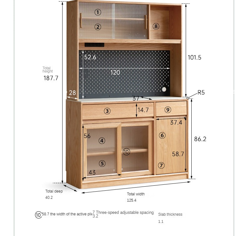 Oak Solid Wood Rock Board Modern Simple Sideboard,