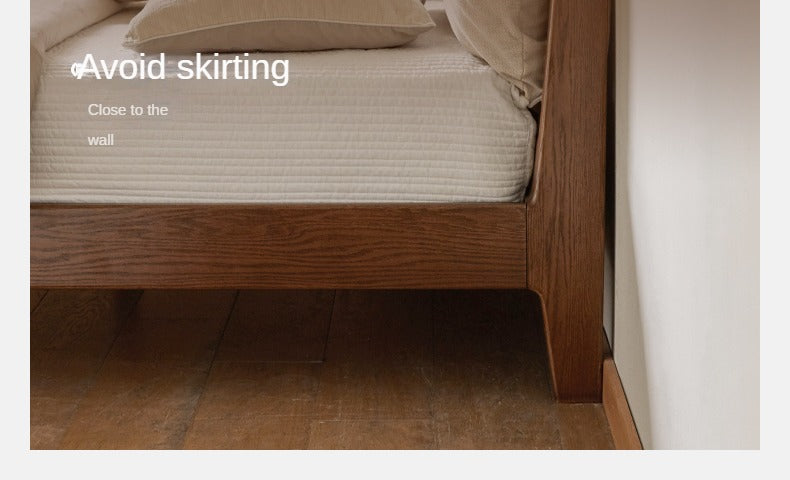 Oak Solid Wood Fabric Soft Bed