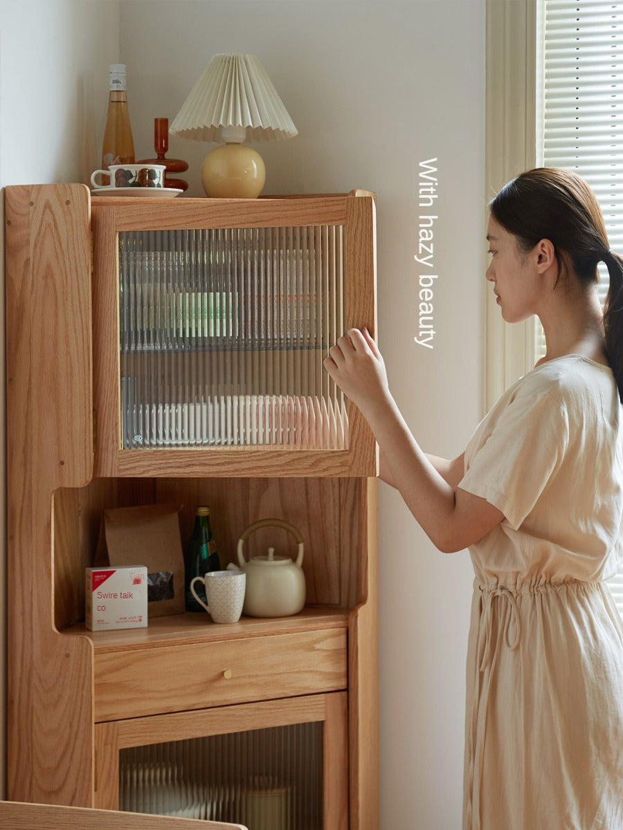 Oak solid wood corner side cabinet modern: