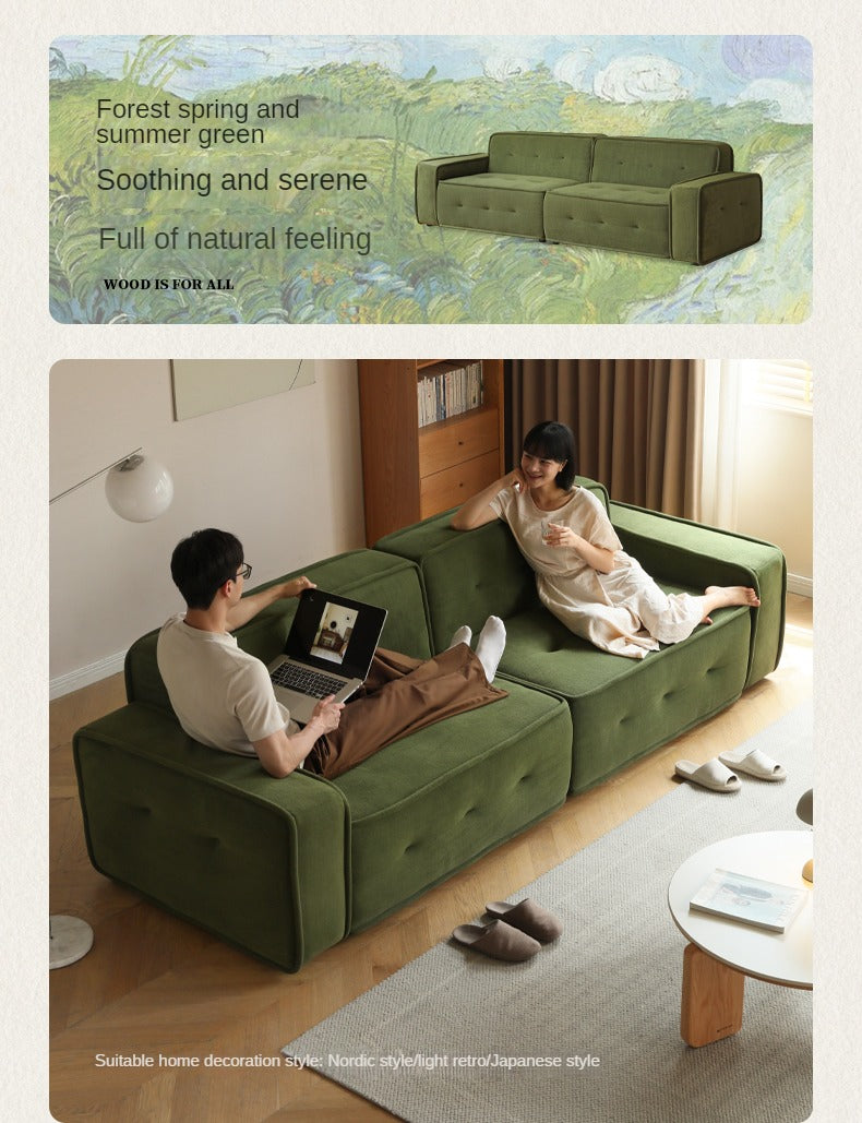 Fabric sofa modern simple tofu block sofa