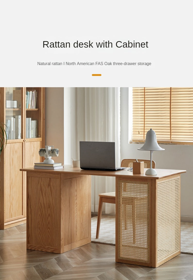 Oak Solid Wood Modern Minimalist Office Desk -