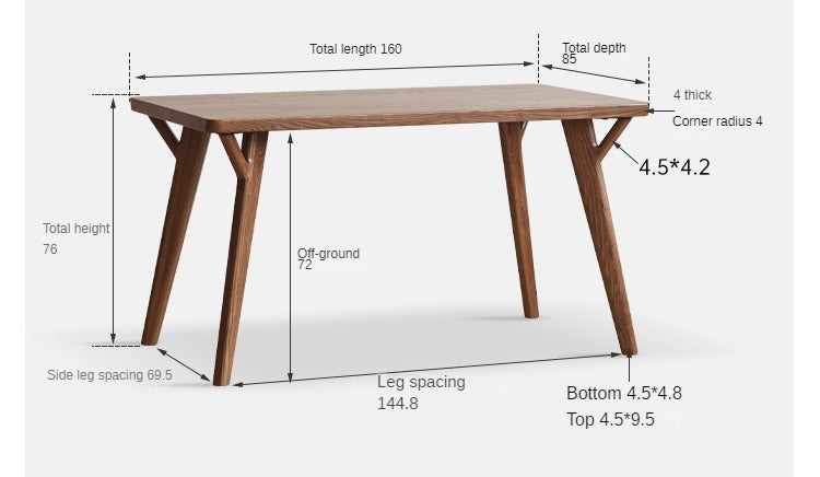 Ash Solid wood dining table rectangular walnut color "
