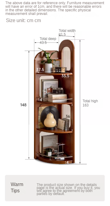 Poplar Solid Wood Retro Middle-Aged Style Corner Bookshelf