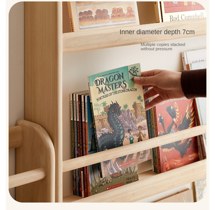 Popar Solid Wood Wall Mounted Storage Children's Book Stand